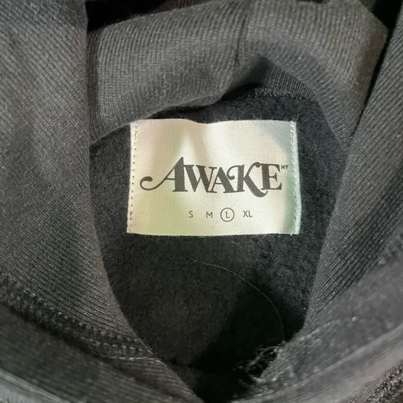 Awake Pullover Black Hoodie Embroidered Mens Sz L New - Picture 4 of 7